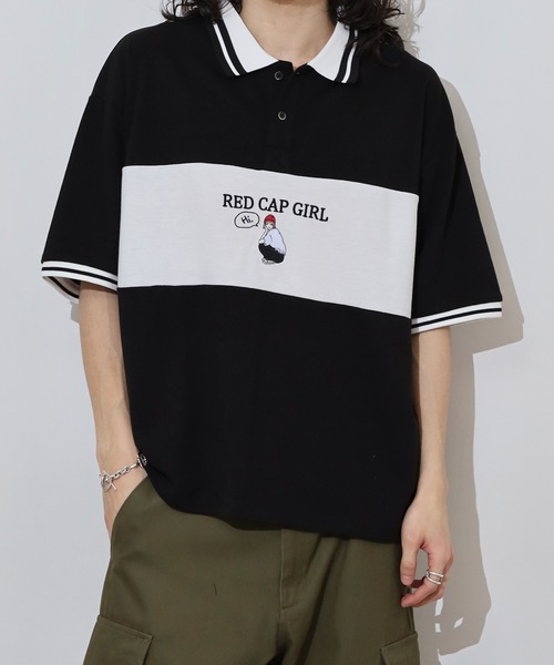 Red Cap Girl(レッドキャプガール)の「RED CAP GIRL 鹿の子切替 POLOshirt(ポロシャツ・メンズ・ネイビー/ホワイト/ブラック・M/L/LL)」の16枚目の写真