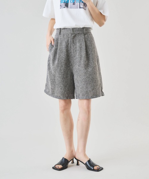 Muscat(マスカット)の「【セットアップ可】サマーツイードタックハーフパンツ(その他パンツ・レディース・ブラウン/ブラック/ライトグレー/クリーム・F)」の1枚目の写真