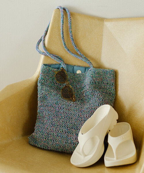 新色追加/A4サイズ】ラメクロシェトートバッグ（トートバッグ