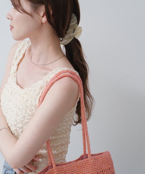 Kastane（カスタネ）の「【新色追加/A4サイズ】ラメクロシェトートバッグ（トートバッグ・レディース・シルバー/パープル/ブラック/サーモンピンク・FREE）」の7枚目の写真