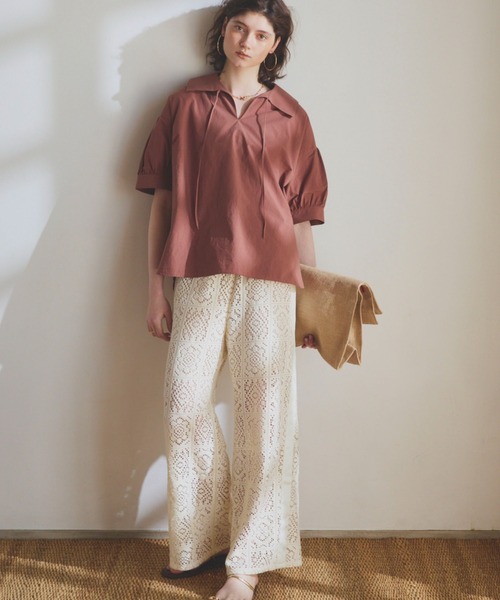 Doux archives（ドゥアルシーヴ）の「サイドラインレースパンツ（その他パンツ・レディース・アイボリー/ブラック・FREE）」の3枚目の写真