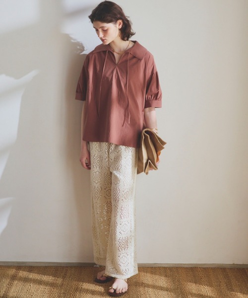 Doux archives（ドゥアルシーヴ）の「サイドラインレースパンツ（その他パンツ・レディース・アイボリー/ブラック・FREE）」の4枚目の写真