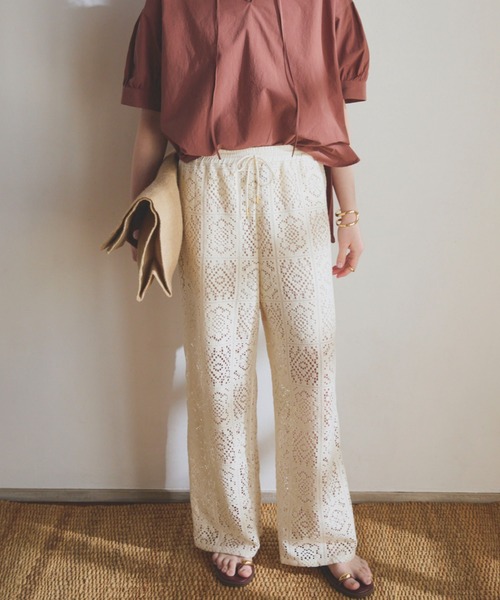 Doux archives（ドゥアルシーヴ）の「サイドラインレースパンツ（その他パンツ・レディース・アイボリー/ブラック・FREE）」の14枚目の写真