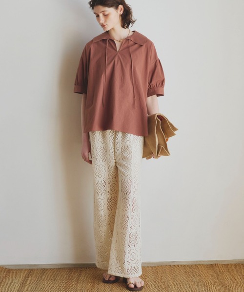 Doux archives（ドゥアルシーヴ）の「サイドラインレースパンツ（その他パンツ・レディース・アイボリー/ブラック・FREE）」の5枚目の写真