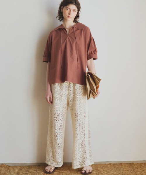 Doux archives（ドゥアルシーヴ）の「サイドラインレースパンツ（その他パンツ・レディース・アイボリー/ブラック・FREE）」の6枚目の写真