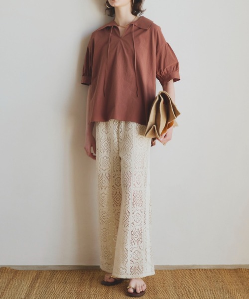 Doux archives（ドゥアルシーヴ）の「サイドラインレースパンツ（その他パンツ・レディース・アイボリー/ブラック・FREE）」の9枚目の写真