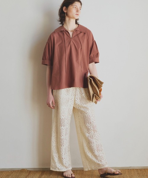 Doux archives（ドゥアルシーヴ）の「サイドラインレースパンツ（その他パンツ・レディース・アイボリー/ブラック・FREE）」の7枚目の写真