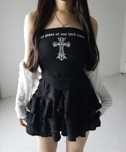 me+em select(ミームセレクト)の「【 2color /インパン裏地付 】ティアードフリルミニスカート / tiered frill mini skirt(スカート・レディース・ブラック/ホワイト・FREE)」の22枚目の写真