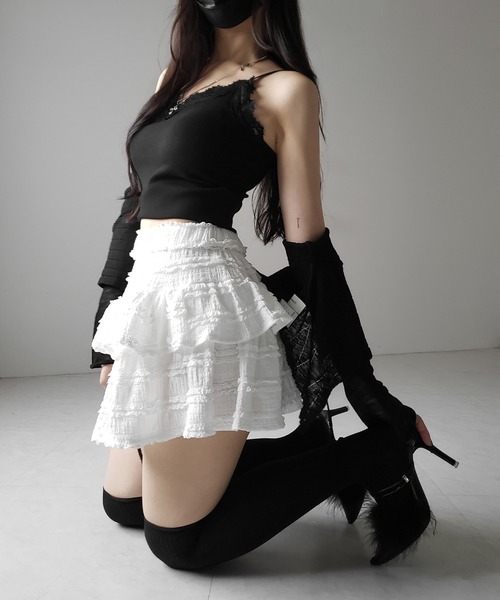 [IVEイソ着]★Sinoon★Rose Frill Mini Skirt★フリルスカート IVEイソ着]☆Sinoon☆Rose Frill Mini Skirt☆フリルスカート