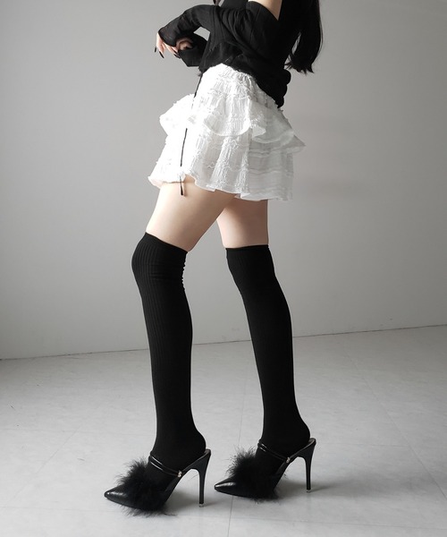 me+em select(ミームセレクト)の「【 2color /インパン裏地付 】ティアードフリルミニスカート / tiered frill mini skirt(スカート・レディース・ブラック/ホワイト・FREE)」の12枚目の写真