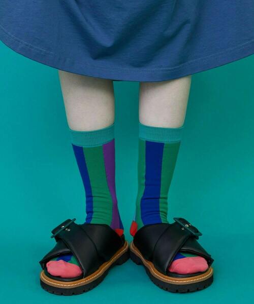 FRAPBOIS（フラボア）の「トーンストライプソックス（ソックス/靴下・レディース・エメラルド/ネイビー/ベージュ・FREE）」の8枚目の写真