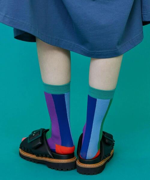 FRAPBOIS（フラボア）の「トーンストライプソックス（ソックス/靴下・レディース・エメラルド/ネイビー/ベージュ・FREE）」の10枚目の写真