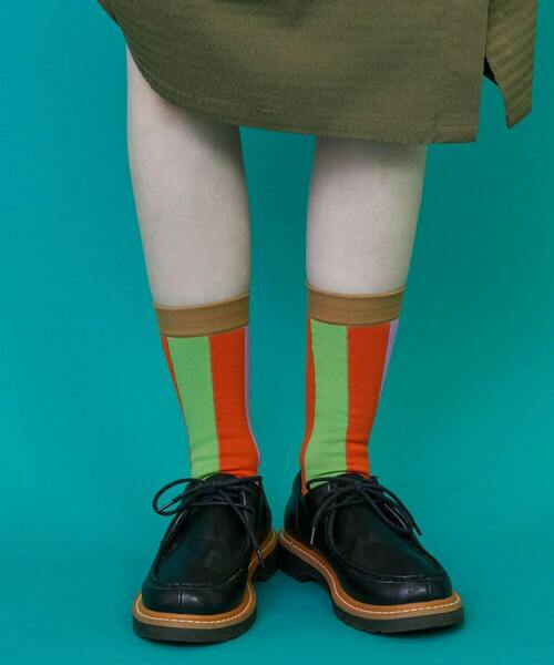 FRAPBOIS（フラボア）の「トーンストライプソックス（ソックス/靴下・レディース・エメラルド/ネイビー/ベージュ・FREE）」の11枚目の写真