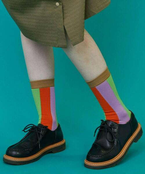 FRAPBOIS（フラボア）の「トーンストライプソックス（ソックス/靴下・レディース・エメラルド/ネイビー/ベージュ・FREE）」の12枚目の写真