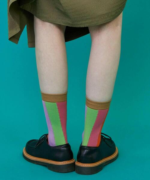 FRAPBOIS（フラボア）の「トーンストライプソックス（ソックス/靴下・レディース・エメラルド/ネイビー/ベージュ・FREE）」の13枚目の写真