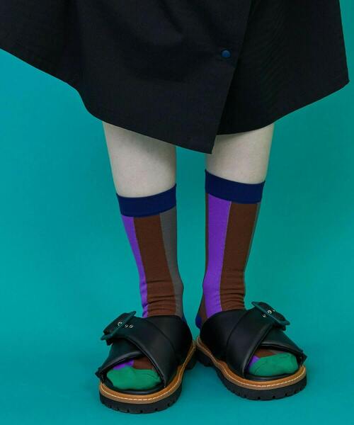FRAPBOIS（フラボア）の「トーンストライプソックス（ソックス/靴下・レディース・エメラルド/ネイビー/ベージュ・FREE）」の14枚目の写真