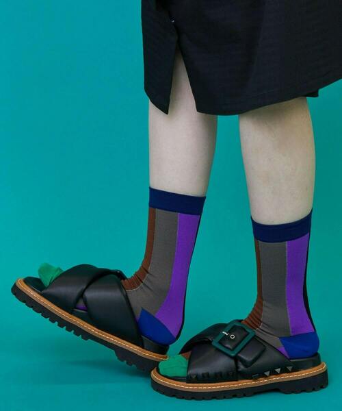 FRAPBOIS（フラボア）の「トーンストライプソックス（ソックス/靴下・レディース・エメラルド/ネイビー/ベージュ・FREE）」の15枚目の写真