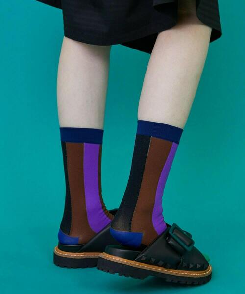 FRAPBOIS（フラボア）の「トーンストライプソックス（ソックス/靴下・レディース・エメラルド/ネイビー/ベージュ・FREE）」の16枚目の写真