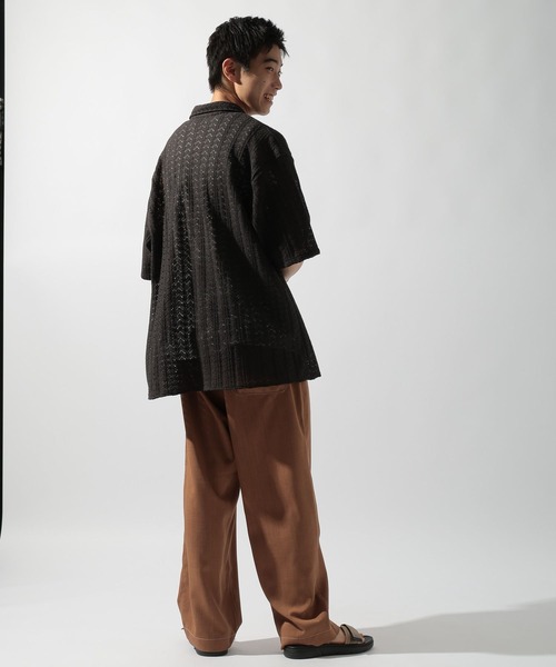 niko and...(ニコアンド)の「ラッセル透かし編み柄シャツ(シャツ/ブラウス・メンズ・チャコール/ブルー/ベージュ・MEDIUM/LARGE)」の5枚目の写真