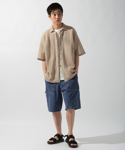 niko and...(ニコアンド)の「ラッセル透かし編み柄シャツ(シャツ/ブラウス・メンズ・チャコール/ブルー/ベージュ・MEDIUM/LARGE)」の7枚目の写真