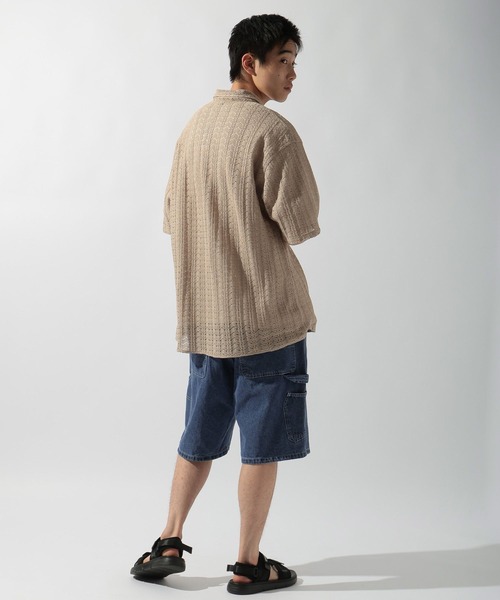 niko and...(ニコアンド)の「ラッセル透かし編み柄シャツ(シャツ/ブラウス・メンズ・チャコール/ブルー/ベージュ・MEDIUM/LARGE)」の8枚目の写真