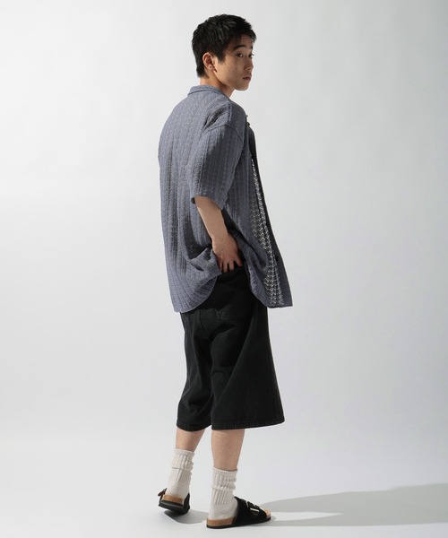 niko and...(ニコアンド)の「ラッセル透かし編み柄シャツ(シャツ/ブラウス・メンズ・チャコール/ブルー/ベージュ・MEDIUM/LARGE)」の11枚目の写真