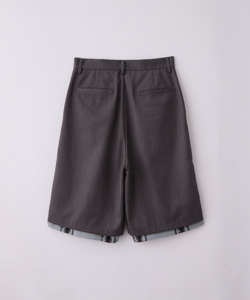 【GRANCY】レイヤードデザインハーフスラックス　ブラック　Lサイズ GRANCY】Layered Design Half Slacks / レイヤードデザイン