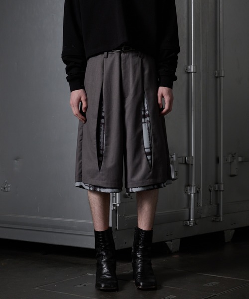 GRANCY レイヤードデザインハーフスラックス GRANCY】Layered Design Half Slacks / レイヤードデザイン