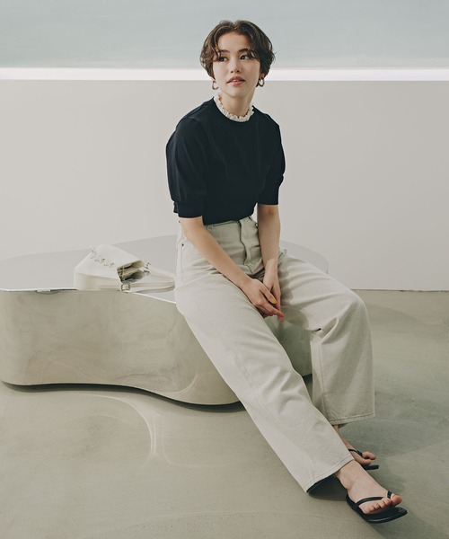 N.(N. Natural Beauty Basic)(エヌエヌナチュラルビューティーベーシック)の「ハイトーンワイドデニムパンツ(デニムパンツ・レディース・グレー・SMALL/MEDIUM)」の1枚目の写真