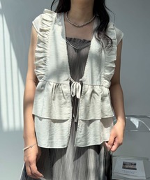 AS KNOW AS plus | ●ナチュラルフリル 麻混 結びリボンベスト(ベスト)