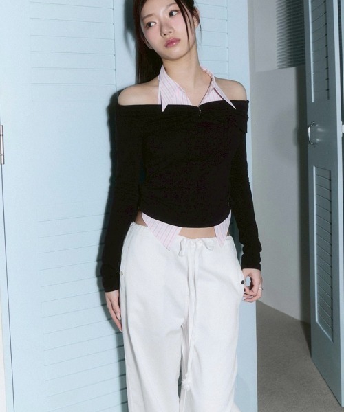 CHERRYQUIRI(チェリーキュリー)の「【CHERRYQUIRI】shirts layered off shoulder top / 【チェリーキュリー】シャツレイヤードオフショルダー長袖トップス(その他トップス・レディース・ピンク/レッド/ダークブラウン・ONE SIZE)」の21枚目の写真