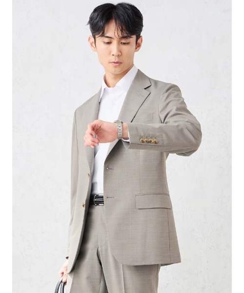 Perfect Suit FActory(パーフェクトスーツファクトリー)の「【軽量/高通気/ウォッシャブル】清涼セットアップジャケット トロピカル生地・洗える・高通気 凄(すご)シリーズ ベージュ/ネイビー/ブラック(テーラードジャケット・メンズ・ネイビー/ブラック/ベージュ・M/L/LL/3L/S)」の3枚目の写真