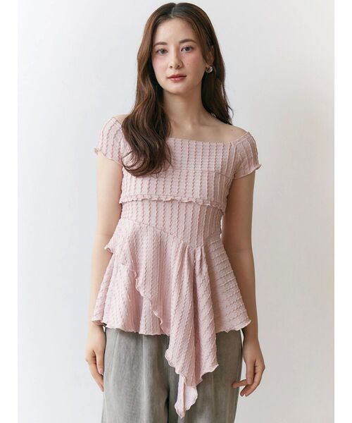tシャツ アシンメトリーヘムウェーブトップス レディース アシンメトリーヘムウェーブトップス（Tシャツ/カットソー
