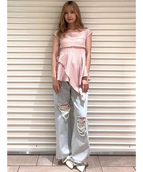 CALNAMUR（カルナムール）の「アシンメトリーヘムウェーブトップス（Tシャツ/カットソー・レディース・ブラック/ライトブルー/ピンク・FREE）」の20枚目の写真