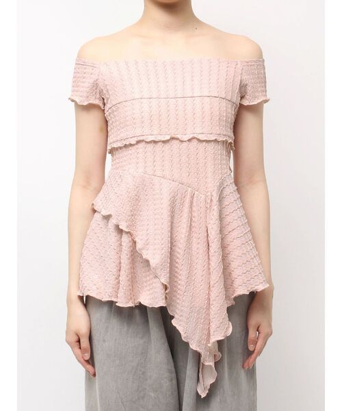 CALNAMUR（カルナムール）の「アシンメトリーヘムウェーブトップス（Tシャツ/カットソー・レディース・ブラック/ライトブルー/ピンク・FREE）」の6枚目の写真