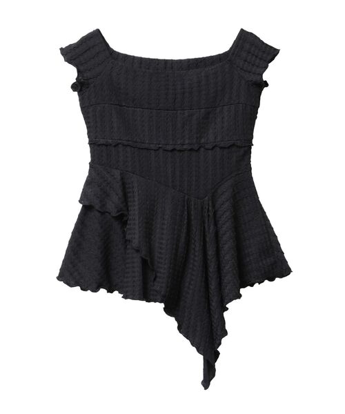 CALNAMUR（カルナムール）の「アシンメトリーヘムウェーブトップス（Tシャツ/カットソー・レディース・ブラック/ライトブルー/ピンク・FREE）」の11枚目の写真