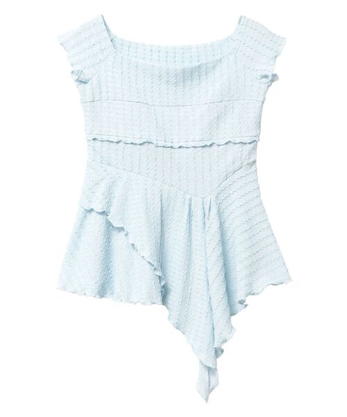 CALNAMUR（カルナムール）の「アシンメトリーヘムウェーブトップス（Tシャツ/カットソー・レディース・ブラック/ライトブルー/ピンク・FREE）」の12枚目の写真