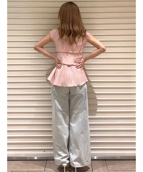 CALNAMUR（カルナムール）の「アシンメトリーヘムウェーブトップス（Tシャツ/カットソー・レディース・ブラック/ライトブルー/ピンク・FREE）」の6枚目の写真