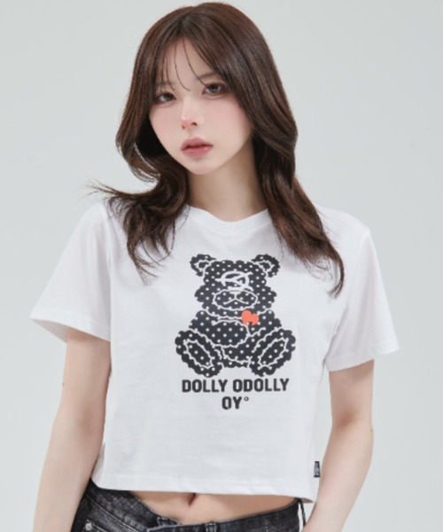 OY(オーワイ)の「『OY/オーワイ』DOT DOLLY CROPPED TEE/ドットドリークロップ半袖Tシャツ(Tシャツ/カットソー・レディース・ホワイト/ブラック・FREE)」の2枚目の写真