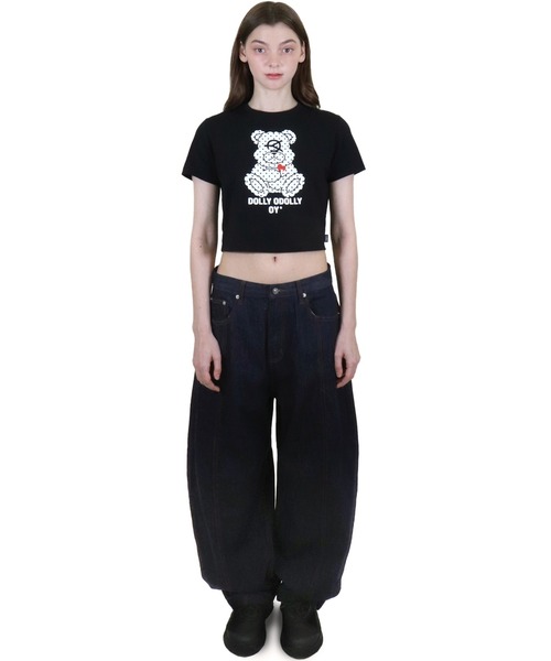 ★OY★DOT DOLLY CROPPED TEE - BLACK★正規品/韓国直送料込 OY/オーワイ』DOT DOLLY CROPPED TEE/ドットドリークロップ半袖T