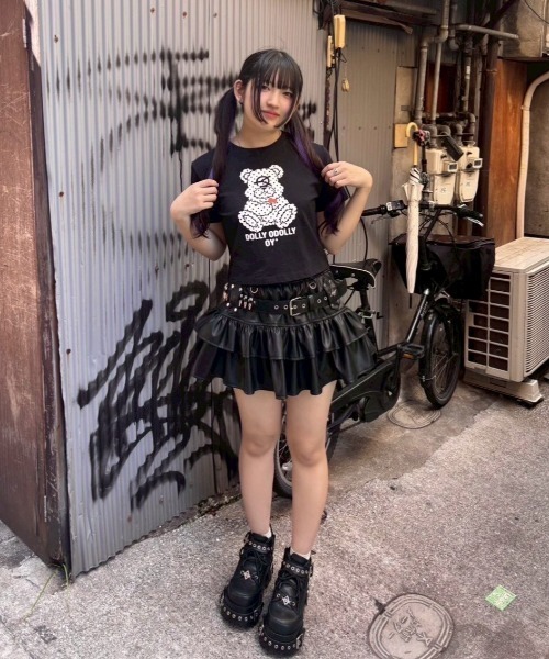 OY(オーワイ)の「『OY/オーワイ』DOT DOLLY CROPPED TEE/ドットドリークロップ半袖Tシャツ(Tシャツ/カットソー・レディース・ホワイト/ブラック・FREE)」の14枚目の写真