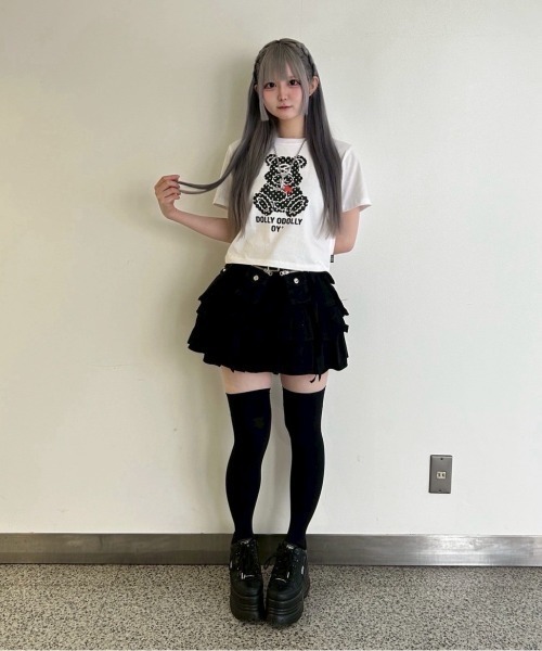 OY(オーワイ)の「『OY/オーワイ』DOT DOLLY CROPPED TEE/ドットドリークロップ半袖Tシャツ(Tシャツ/カットソー・レディース・ホワイト/ブラック・FREE)」の16枚目の写真