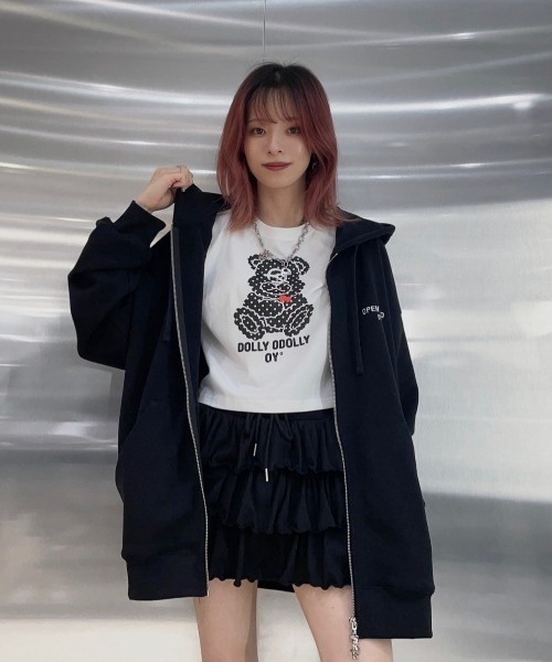★OY★DOT DOLLY CROPPED TEE - WHITE★正規品/韓国直送料込 OY/オーワイ』DOT DOLLY CROPPED TEE/ドットドリークロップ半袖T