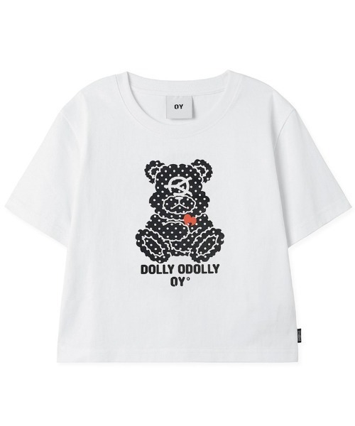 ★OY★BOX ODOLLY TEE - WHITE★正規品/韓国直送料込/人気 OY/オーワイ』DOT DOLLY CROPPED TEE/ドットドリークロップ半袖T