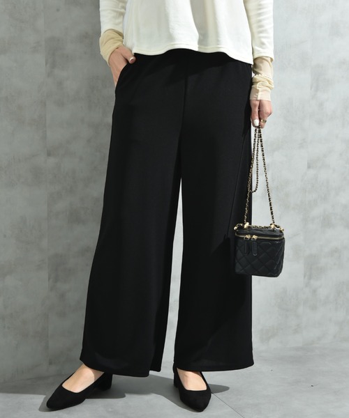 INTERPLANET（インタープラネット）の「カットジョーゼットウエストゴムワイドパンツ（その他パンツ・レディース・グレー/ブラック/モカ・FREE）」の2枚目の写真