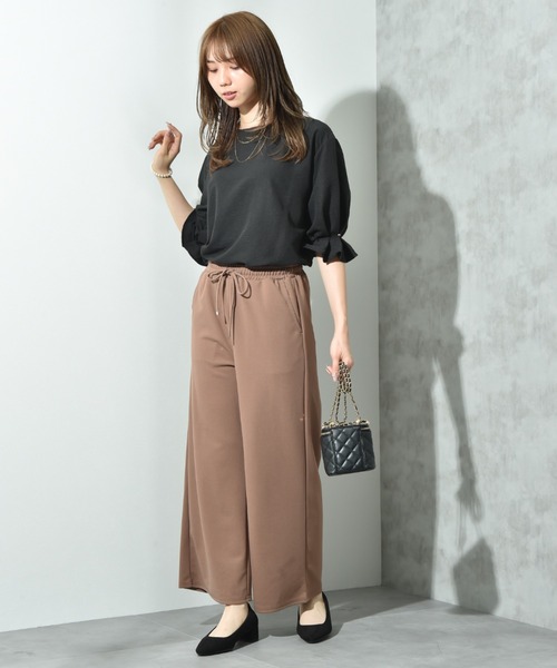 INTERPLANET（インタープラネット）の「カットジョーゼットウエストゴムワイドパンツ（その他パンツ・レディース・グレー/ブラック/モカ・FREE）」の12枚目の写真