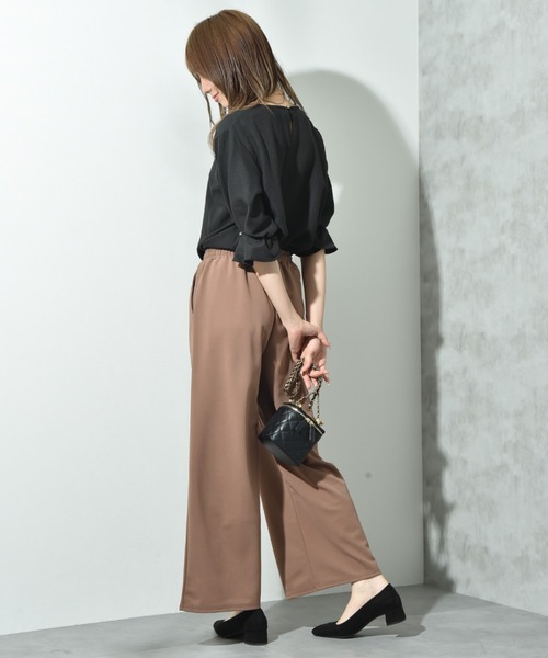 INTERPLANET（インタープラネット）の「カットジョーゼットウエストゴムワイドパンツ（その他パンツ・レディース・グレー/ブラック/モカ・FREE）」の14枚目の写真