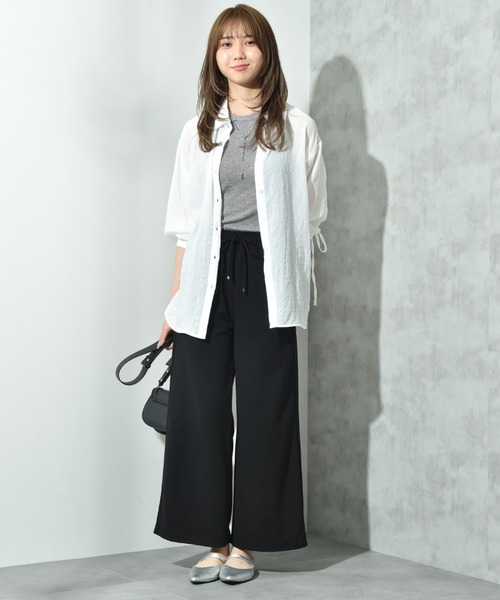 INTERPLANET（インタープラネット）の「カットジョーゼットウエストゴムワイドパンツ（その他パンツ・レディース・グレー/ブラック/モカ・FREE）」の21枚目の写真