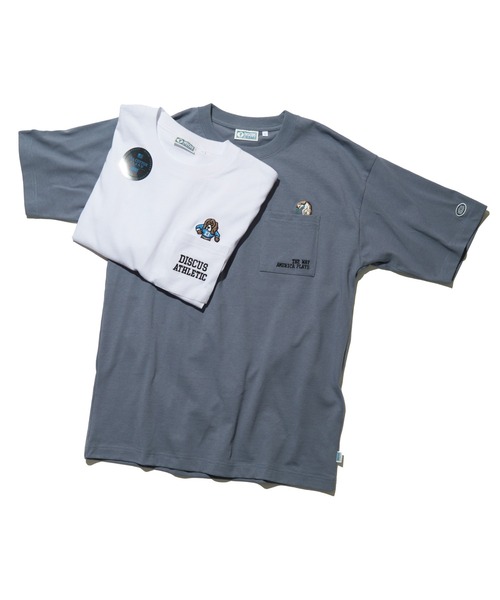 DISCUS ATHLETIC(ディスカス アスレチック)の「DISCUS ATHLETIC ディスカス アスレティック USAコットン刺繍Tシャツ(Tシャツ/カットソー・メンズ・ダークブルー/ホワイト/ブラック/グレイッシュベージュ・M/L)」の5枚目の写真