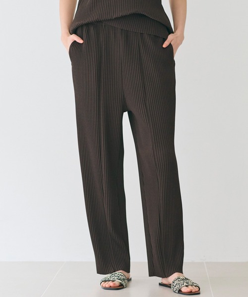 セール】ジョーゼットプリーツテーパードパンツ セットアップ可能/吸水